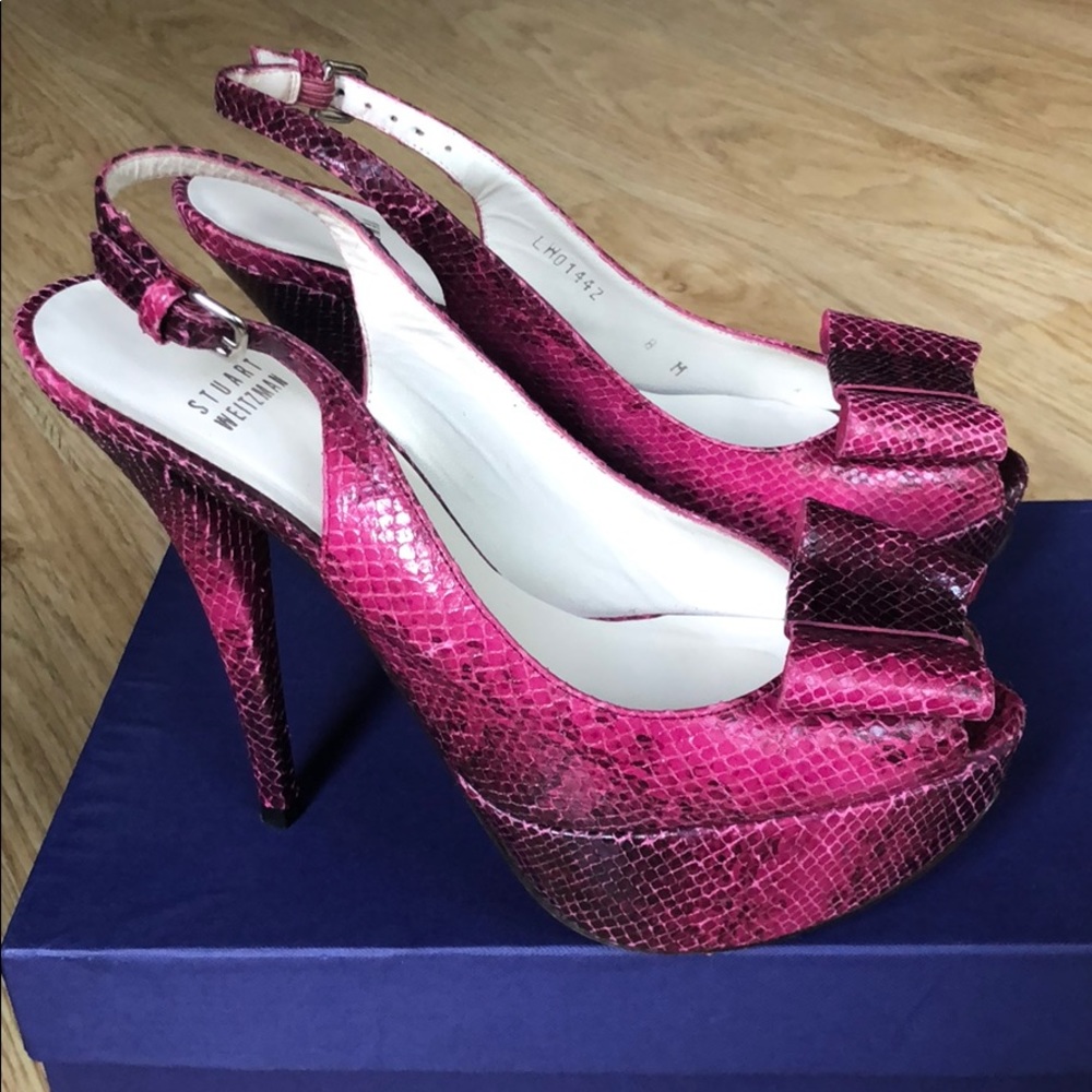 Stuart Weitzman | Fuchsia Summer Croco High Heels
